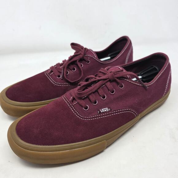 Vans Authentic Burgundy Canvas Gum Sole Low Top Skate Shoes Mens Size 13 - Picture 1 of 8